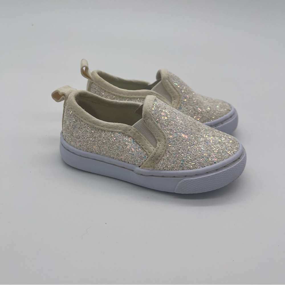 Cat & Jack Glittery Cream Kids Sneakers sz 5 Baby